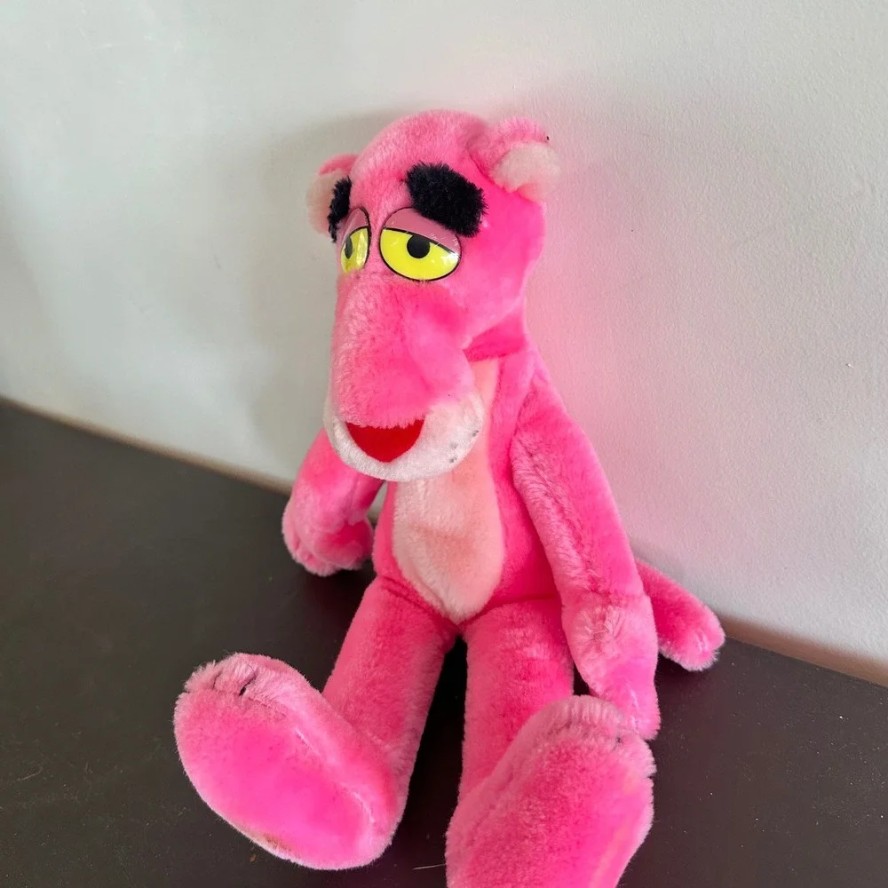 Vintage 1987 Pink Panther Plush Mighty Star 12 Inch Stuffed Animal Toy Korea